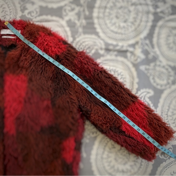 NEW IRO Sechura Patchwork-Effect Faux Fur Jacket *Mixed Red* Sz FR 44 / US 12 - Picture 11 of 16